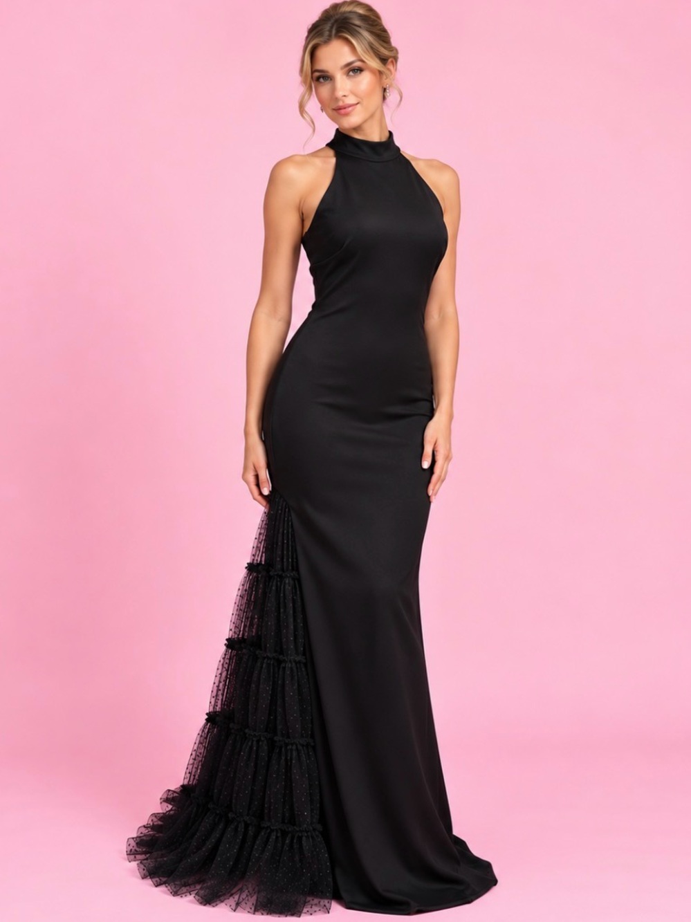 🖤 Taylor Black Halter Evening Gown — Size 12 — NWT